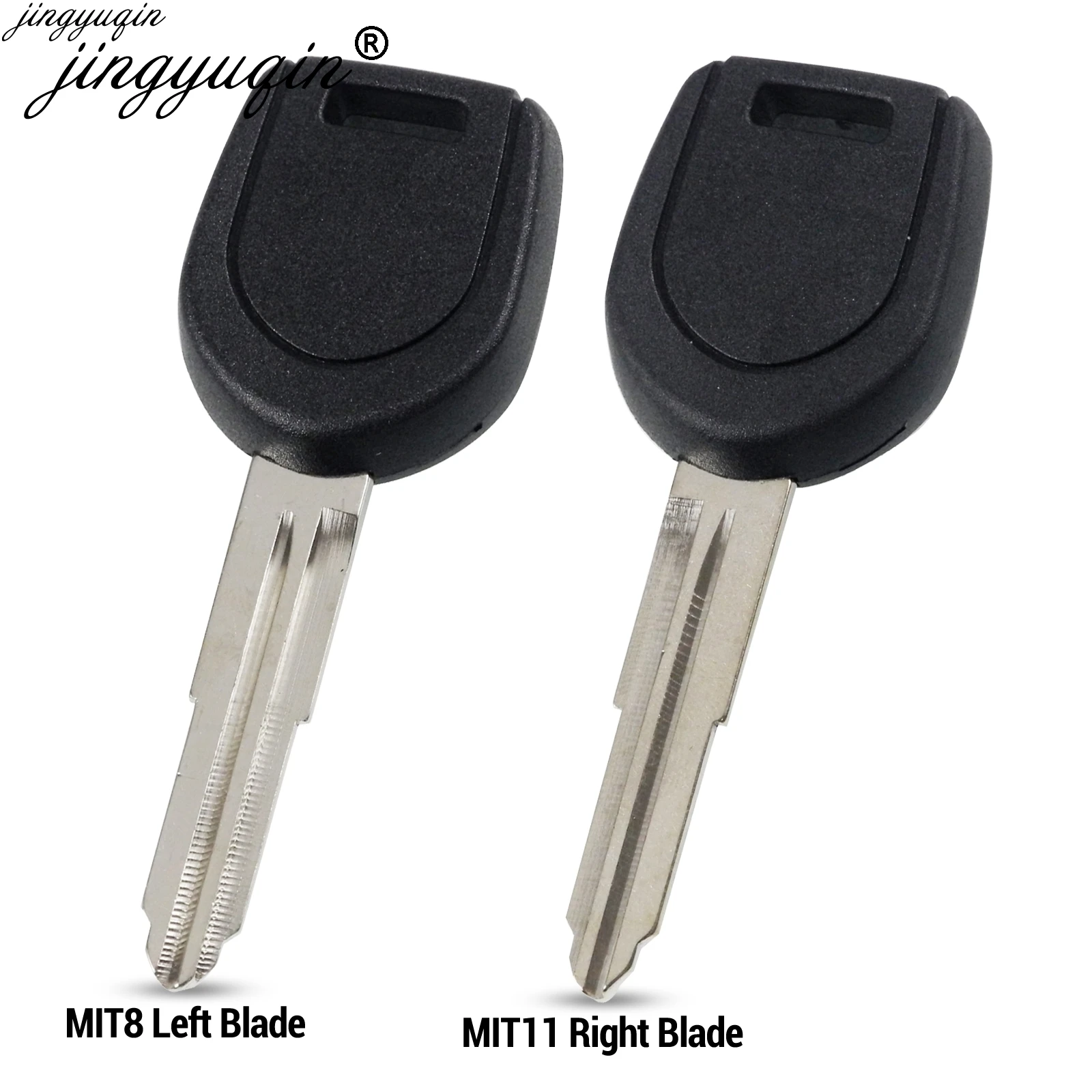 Jingyuqin 10pcs Car Key Shell Case For Mitsubishi Colt Mirage Outlander Pajero Remote Key MIT11R MIT8 Left/Right Blade No Chip