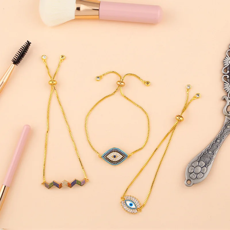 Золотые браслеты сглаза Bijoux Femme 2019 браслет CZ радужные для женщин девушек