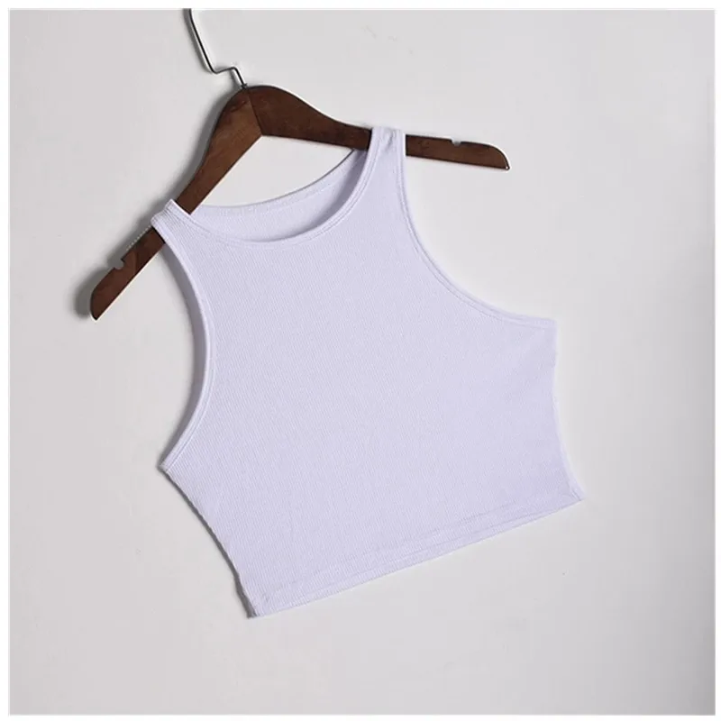 

2021 Summer Slim Render Short Top Sexy Women Sleeveless Crop tops Tank Tops Solid Black/White Crop Vest Tops Wholesale