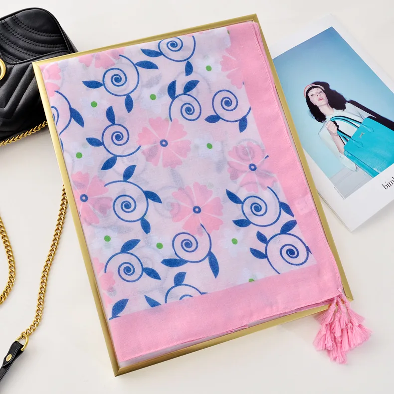 Новинка 2020 розовый хлопковый и льняной шарф royalmight женский цветочный кондиционер