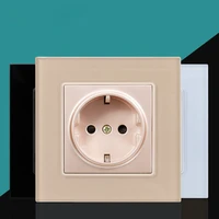 86type 16a eu standard electrical outlet whiteblackgold crystal glass panel power wall socket1