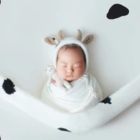 newborn photography clothing ox horn hatdoll 2pcsset studio baby photo prop accessories infant shoot clothes crochet jumpsuits