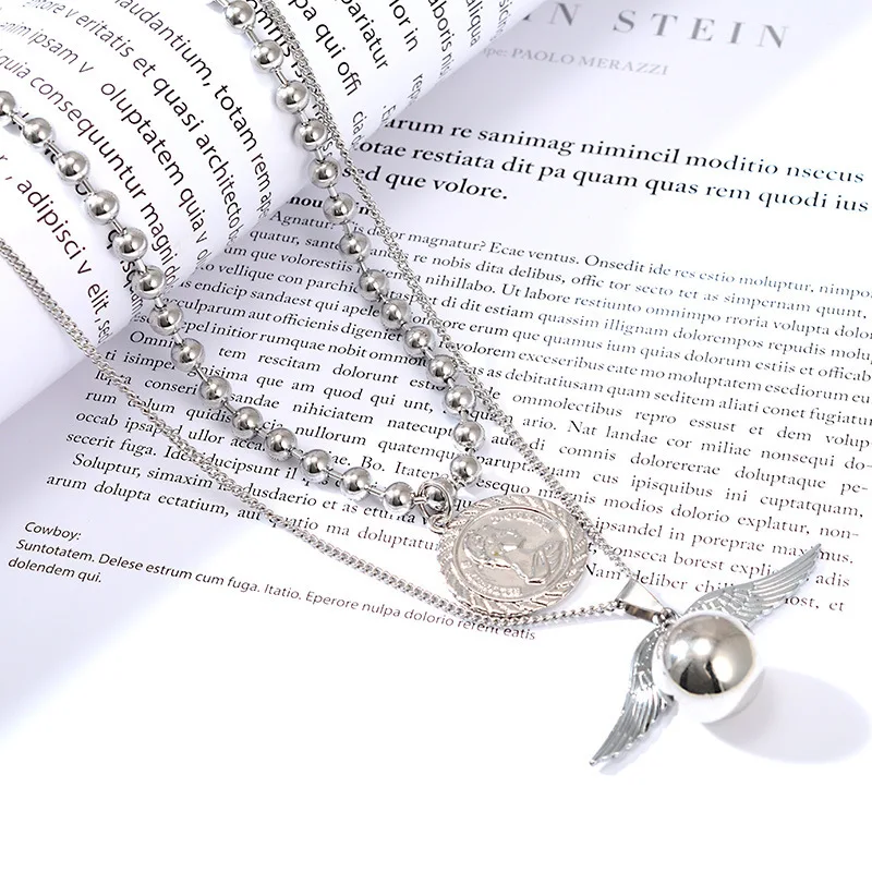 Модное металлическое ожерелье с буквенным принтом и крыльями в виде крыльев