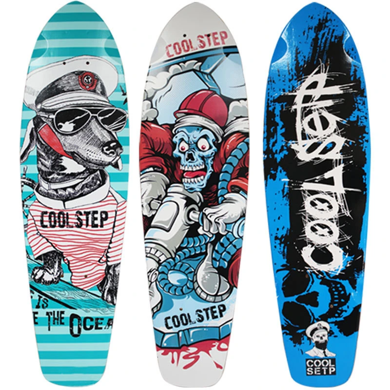 С принтом рыбы скейт доски палубы Скейтбординг рыба доска скейтборда single Rocker 7