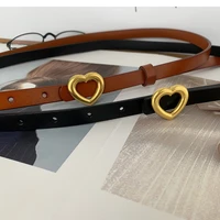 hot sale fashion high quality retro women genuine leather belts vintage golden heart buckle elegant straps jeans waistband42001