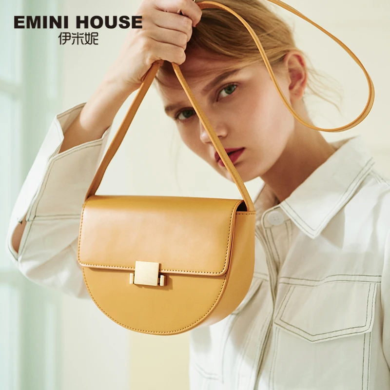 EMINI HOUSE шикарная Сумка седло простой стиль сумки через плечо с навесным замком для