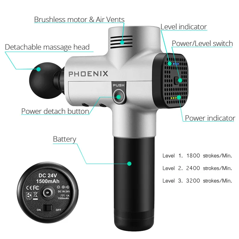 Phoenix A2 электронный массажный пистолет Профессиональный массажер для тела глубокий массаж мышц пистолет массаж мышц расслабляющий пистолет обезболивающий пистолет