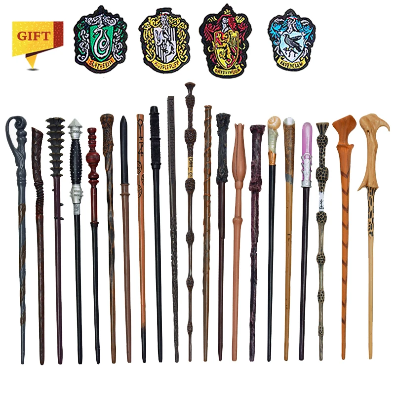 

27 Kinds of Metal Core Potters Magic Wands Cosplay Voldemort Hermione Magical Wand 4 piece woven label as Bonus without Box