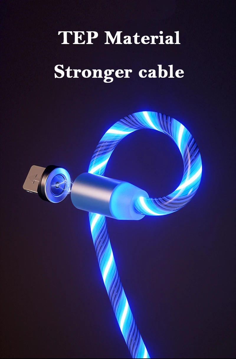 2.4A светодиодный легкий магнит type C Micro USB кабель для Xiaomi huawei Iphone Магнитный кабель для быстрой зарядки шнур для зарядного устройства USB C кабель для передачи данных