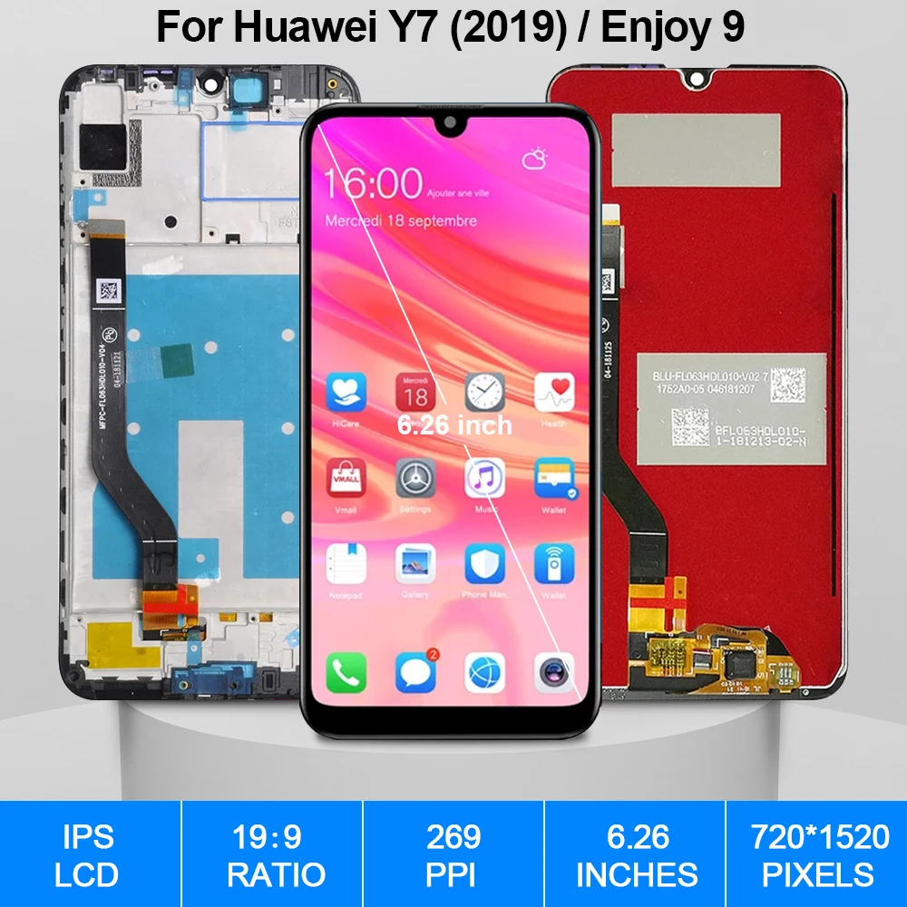 Pantalla Original para Huawei Y7 2019, Digitalizador de pantalla t&aacute;ctil de pantalla LCD para Huawei Enjoy9 Y7 Pro Prime 2019, piezas de repuesto-1