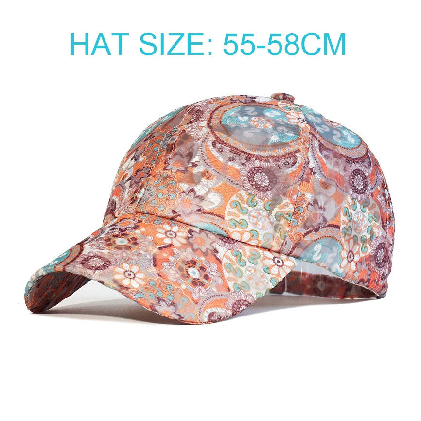 Spring Mesh Baseball Cap Women Floral Breathable Summer Sun Hat Embroidered Outdoor Sport Cap Quick-drying  Climbing Hat
