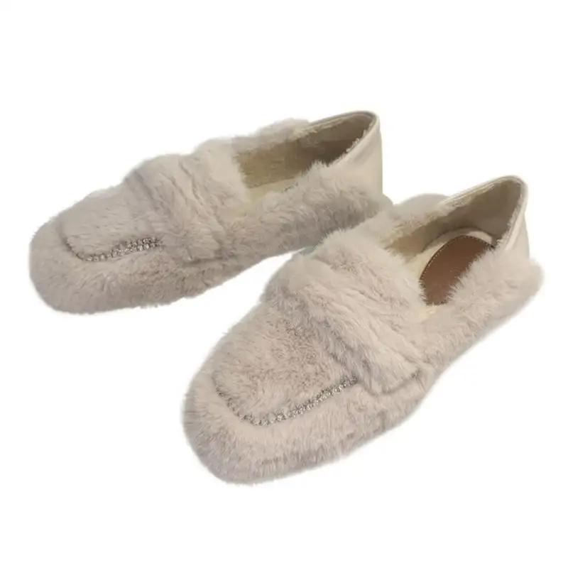 

Slip On Shoes For Women Loafers With Fur Modis Square Toe Casual Female Sneakers Shallow Mouth Clogs Platform Slip-on New 2021 M