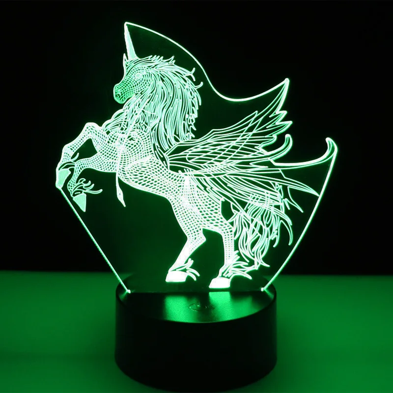 Ночсветильник Awesom светодиодный с крыльями единорогом 7 цветов для украшения дома