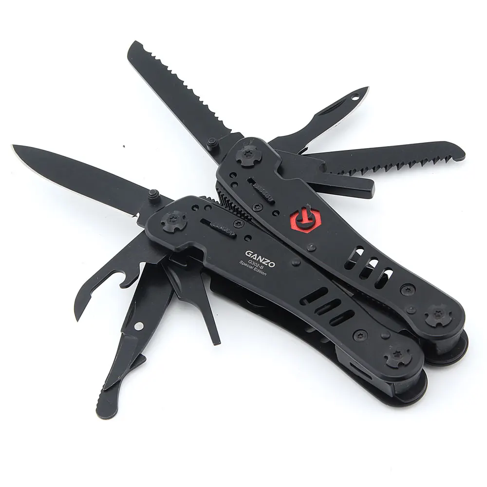 GANZO G302B G302H Multi Tool Folding Pliers Survival with Scissor Screwdriver Bit Wood SAW Awl Knife for Outdoor Camping | Инструменты