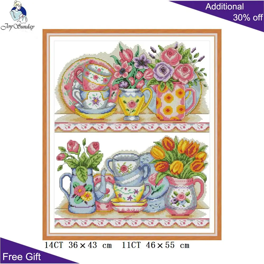 Joy Sunday ваза на полке вышивка крестиком J470 14CT 11CT подсчет и штамп Ресторан домашний