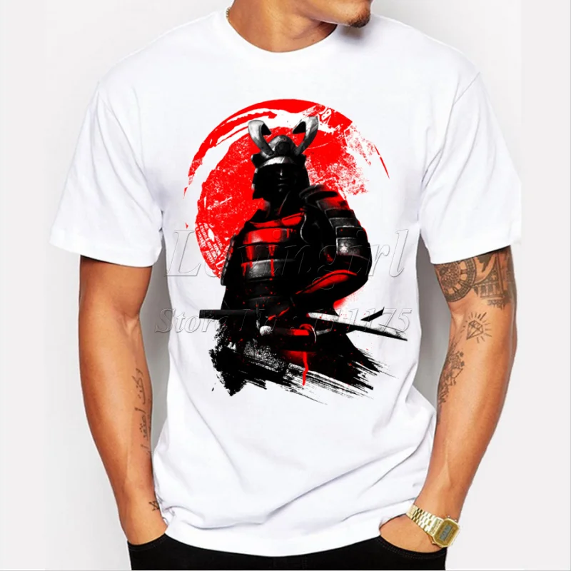 

Newest 2018 men's fashion short sleeve Samurai Warrior t-shirt funny tee shirts Hipster O-neck popular tops