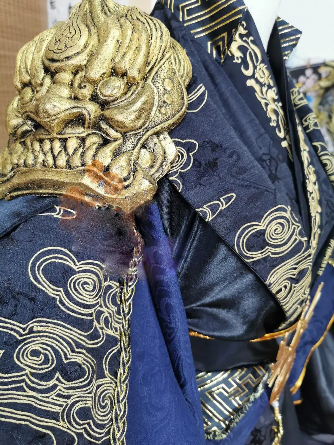 Ta Xian Jun Black Costume Hanfu Cos Chang Geng Original Emperopr cosplay Hanfu Embroidery with Shoulder Lion Armour Male Hanfu