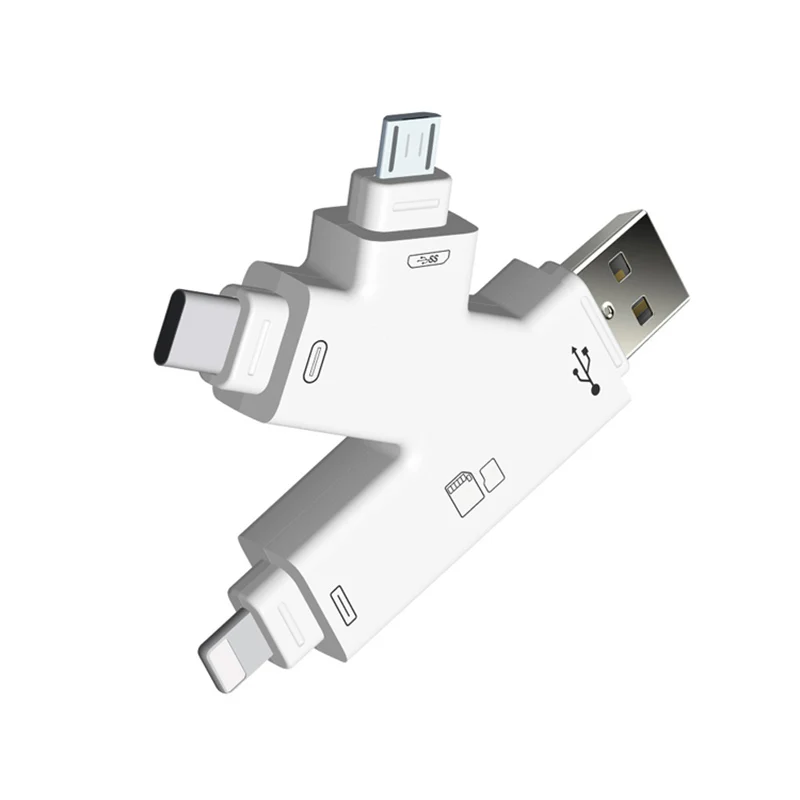 4 в 1 устройство для чтения Micro USB Type C TF SD карт OTG адаптер iPhone 12 11 XS MAX XR 7 8 Plus iOS Macbook