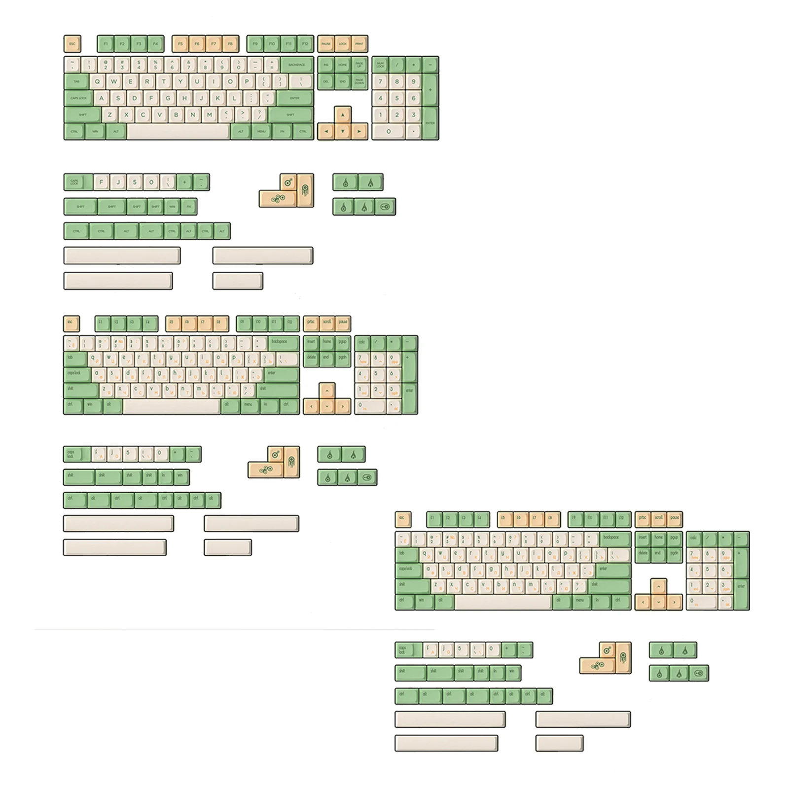 

Retro Ethermal Dye Sublimation fonts Keycaps Wired USB 61/64/68/87/96/104/108 keyboard Compatible for Cherry MX