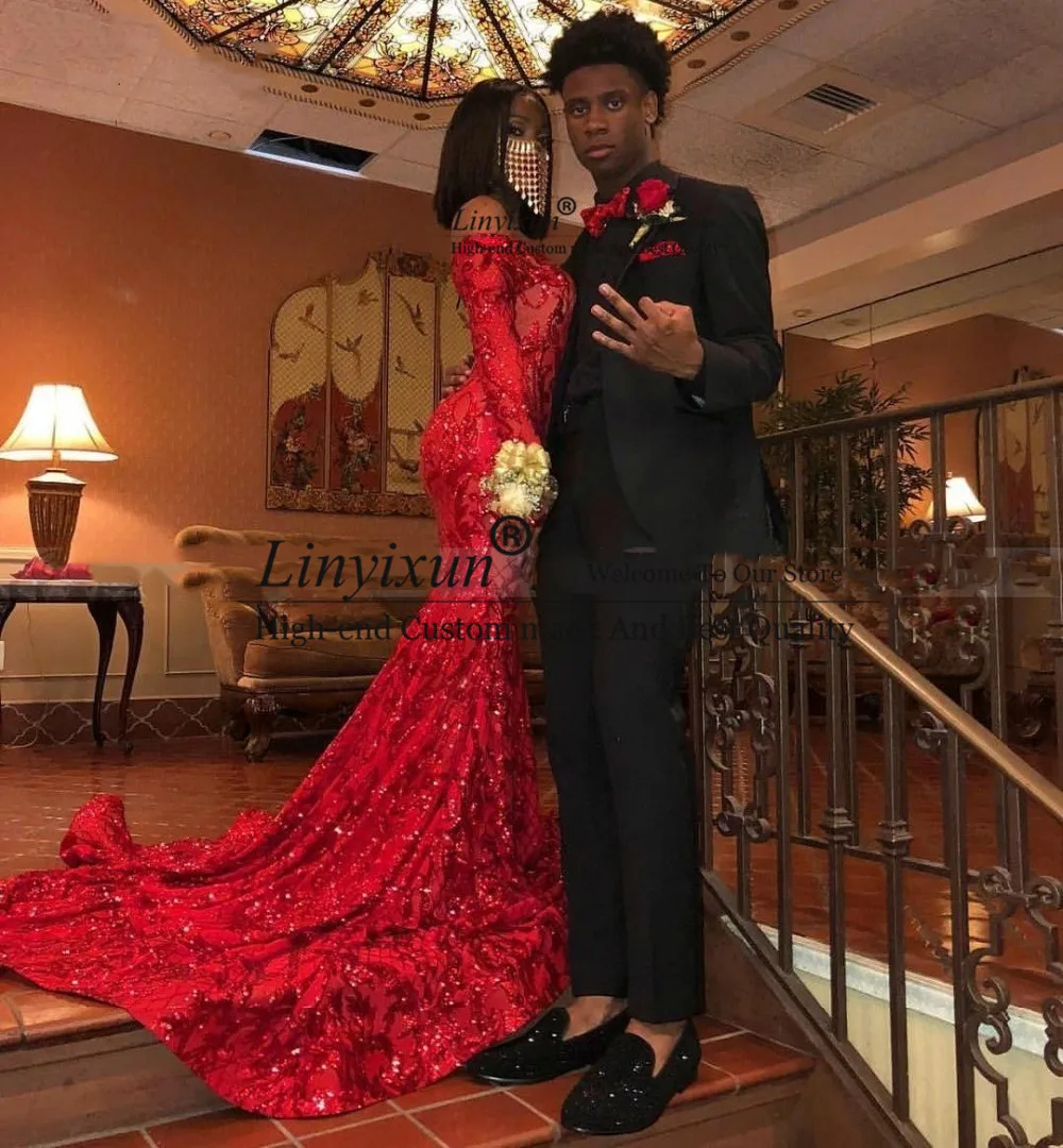 Элегантное красное выпускное платье русалки с открытыми плечами и длинными