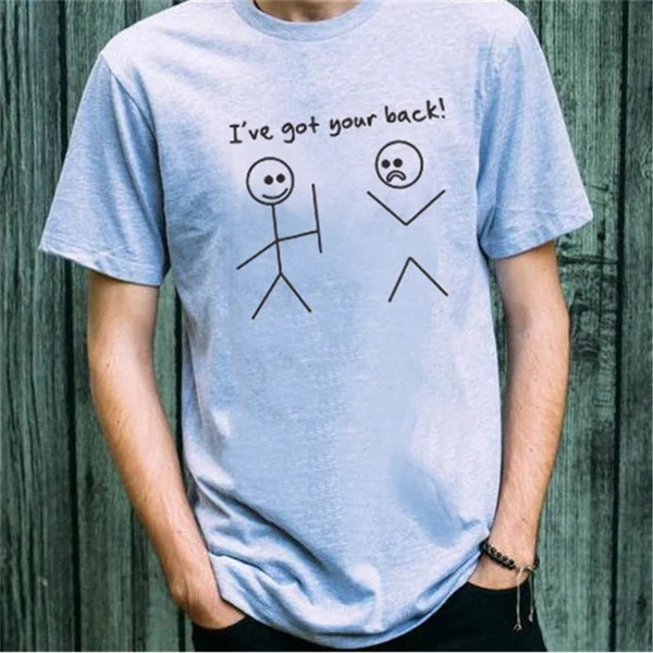 

I Got Your Back Stick Figures Funny Men's T-shirt Casual Graphic Tee Shirt