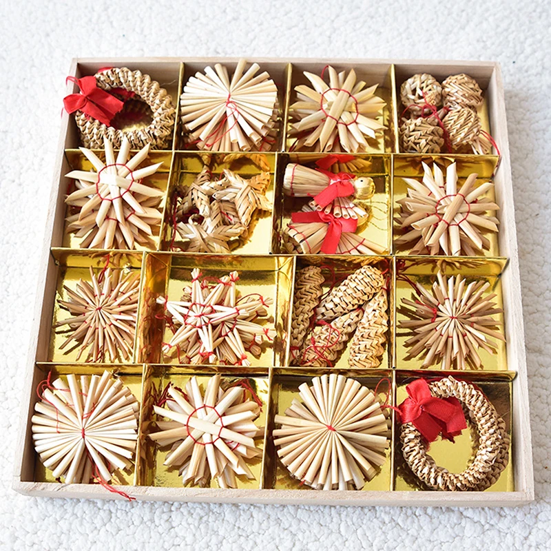 1 Набор подвесок из натуральной пшеничной соломы Рождественское украшение мини