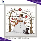 Joy Sunday, снеговик KB114 14CT 11CT, счетная и штампованная зимняя птица, снеговик и чёрная кошка, домашний декор, наборы для вышивки крестиком