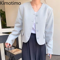 2021 women coat blazer long sleeve jacket v neck elegant korean style office ladies workwear sweet spring autumn casual blazers
