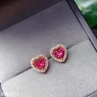 kjjeaxcmy fine jewelry natural pink topaz 925 sterling silver women earrings new ear studs support test popular