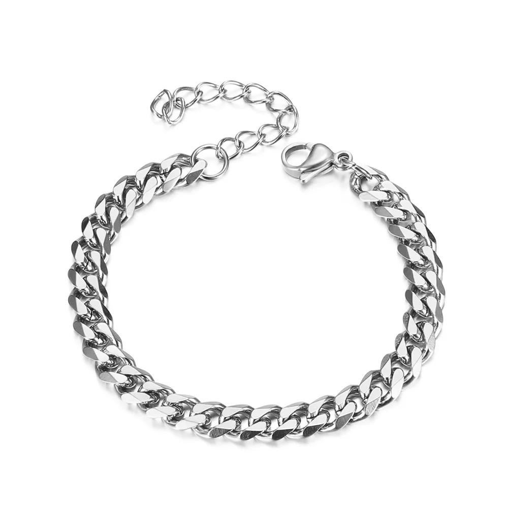 Купи Trendy Chain Men Bracelet Punk Stainless Steel 4/7mm Width Cuban Link Chain Bracelet For Men Women Jewelry Braslet 2021 за 197 рублей в магазине AliExpress
