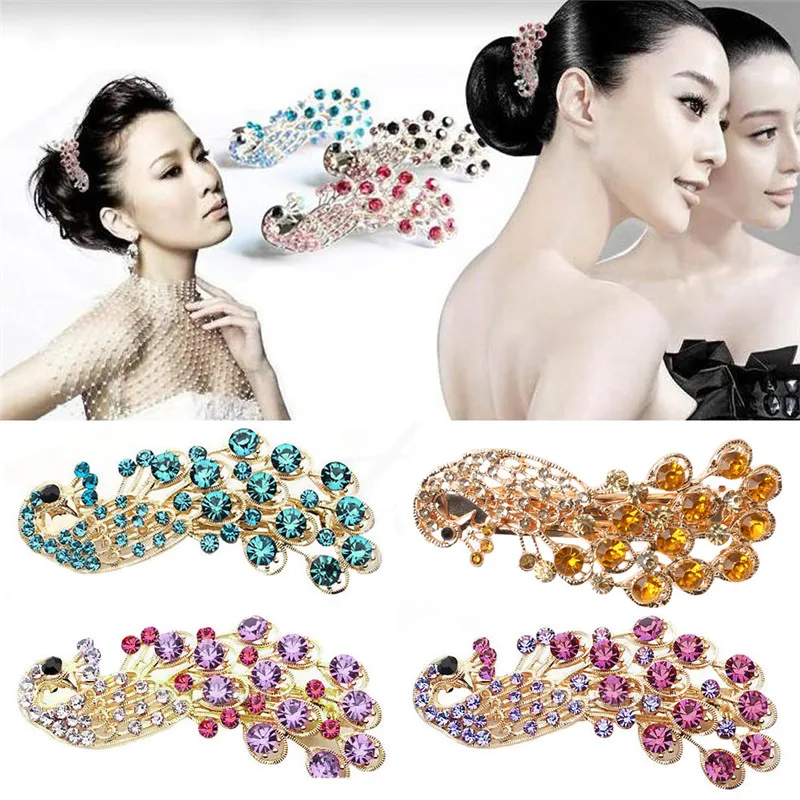 Заколка для волос с павлиньими стразами в стиле ретро заколка волос|hair clip|retro hair