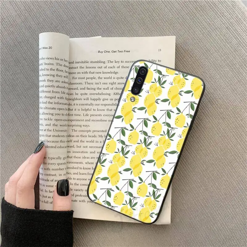 

Summer green leaves fruit lemon peach Phone Case For Samsung galaxy S 9 10 20 A 10 21 30 31 40 50 51 71 s note 20 j 4 2018 plus