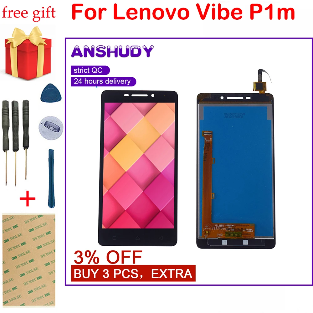 Для Lenovo Vibe P1m ЖК дисплей кодирующий преобразователь сенсорного экрана в сборе для
