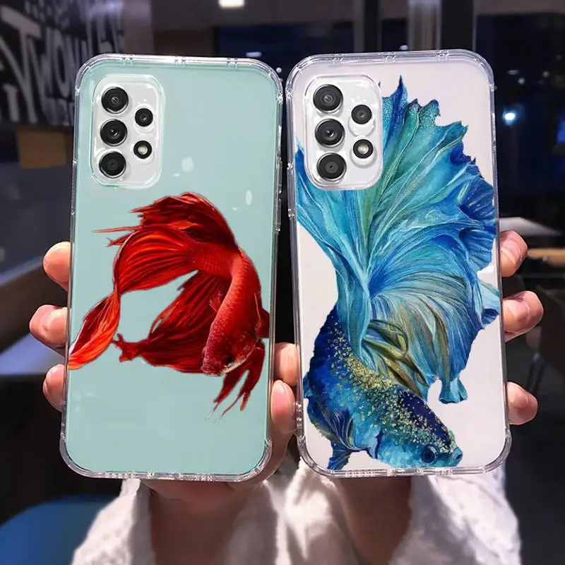 

Fish Art Red Fashion Design Phone Case For Samsung A 51 50 52 12 21s 31 40 70 71 note S 20 10 21 ultra plus fe clear coque shell