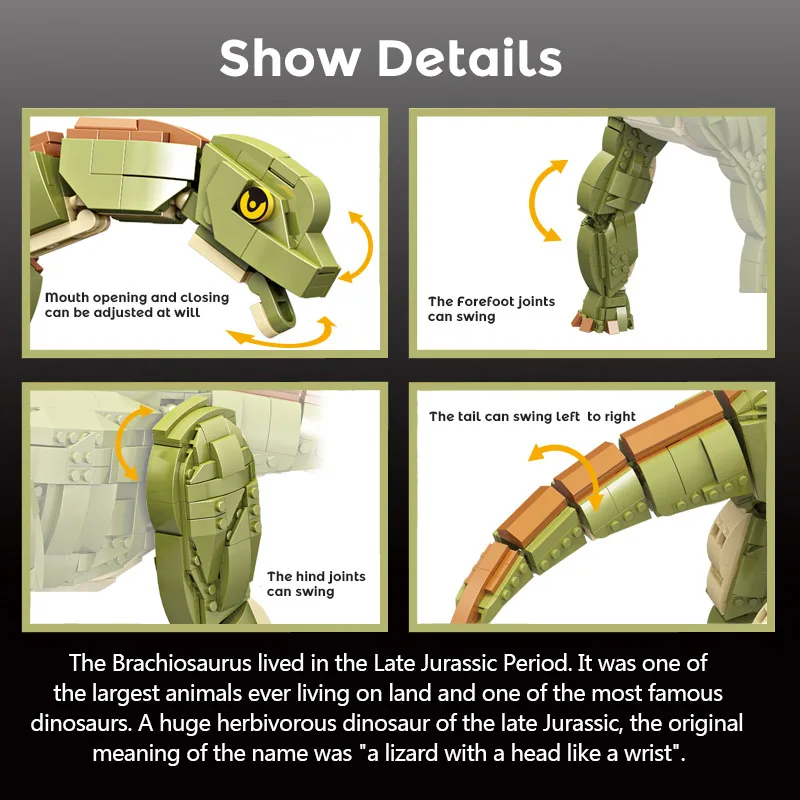 Творческий Парк Юрского периода мир динозавров Брахиозавр строительные блоки