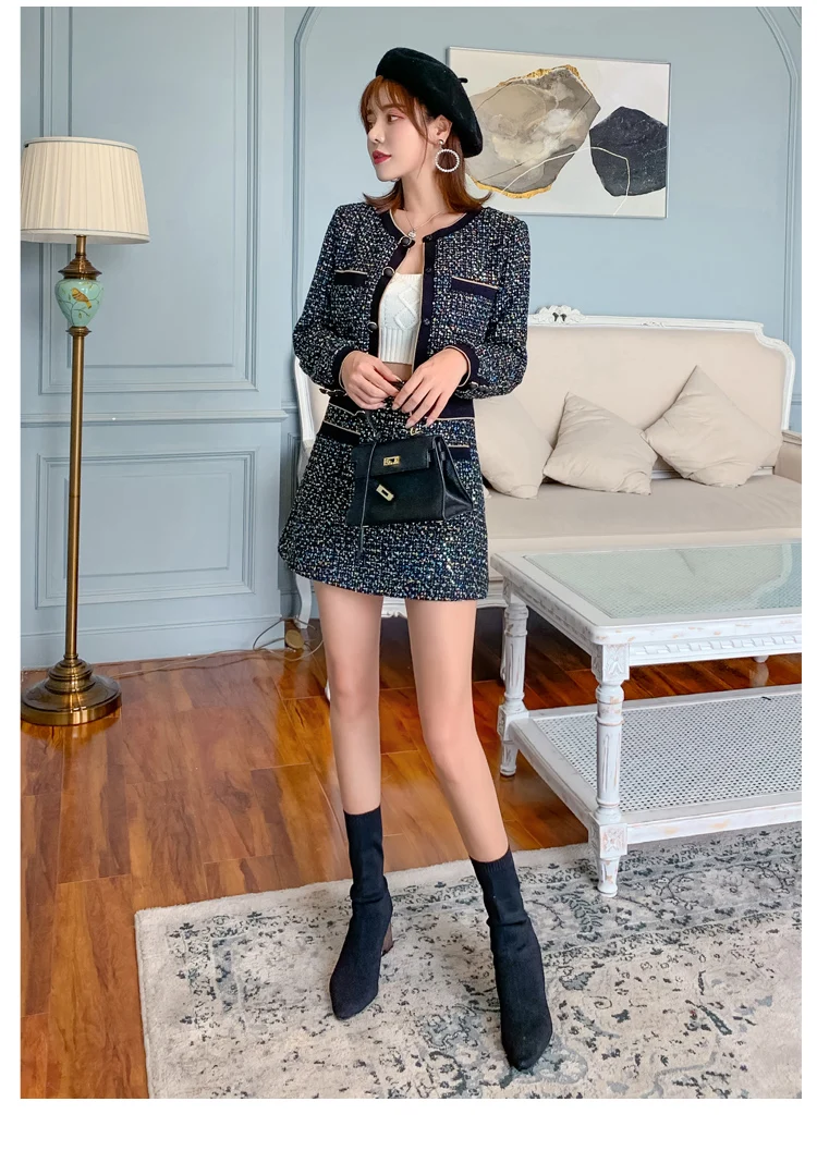 Женский костюм из двух предметов модельный клетчатый пиджак с длинным рукавом и