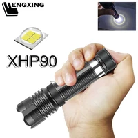 most powerful flashlight xhp90 2 5 mode zoomable led 14500 battery fishing rechargable lamp zoomable lantern portable mini tocrh
