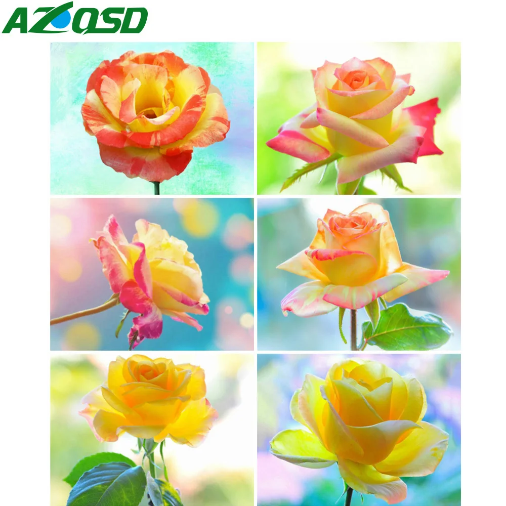 

AZQSD Full Drill Diamond Art Painting Rose Cross Stitch Kits Handmade Rhinestones Diamond Embroidery Flower Mosaic Home Decor