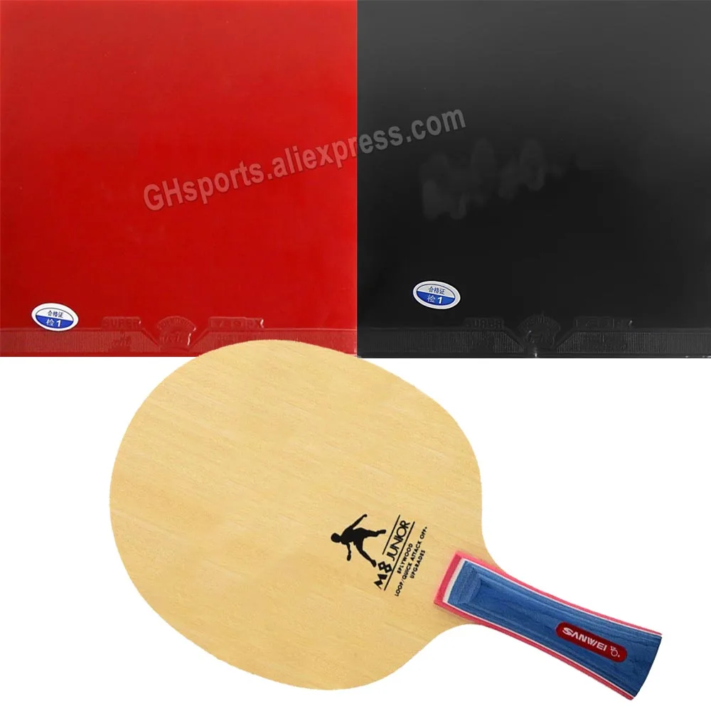 Pro Table Tennis Combo Racket Sanwei M8 Blade with 2x 729 Super FX Rubbers for a Racket Shakehand long handle FL