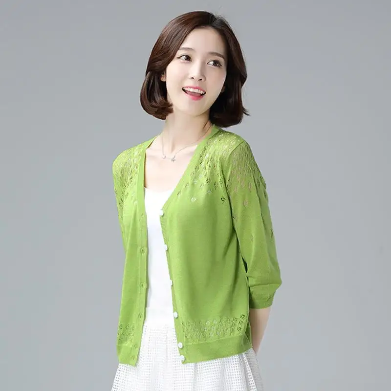 Женский тонкий кардиган с вырезами повседневная свободная накидка из вискозы V