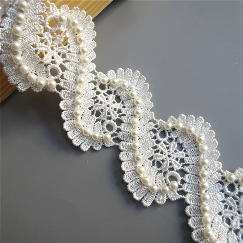 10X винтажные многоножки жемчуг бисер кружевная отделка Лента ткань вышитая