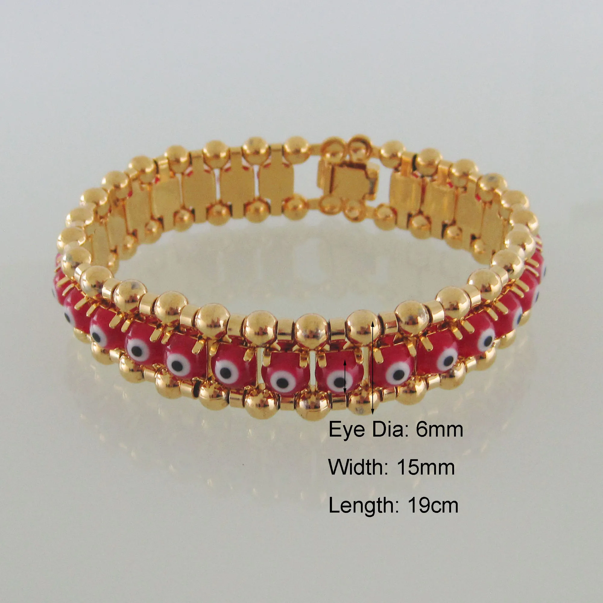 Браслет Foromance/8 2 дюйма из желтого золота с покрытием латуни от сглаза голубым