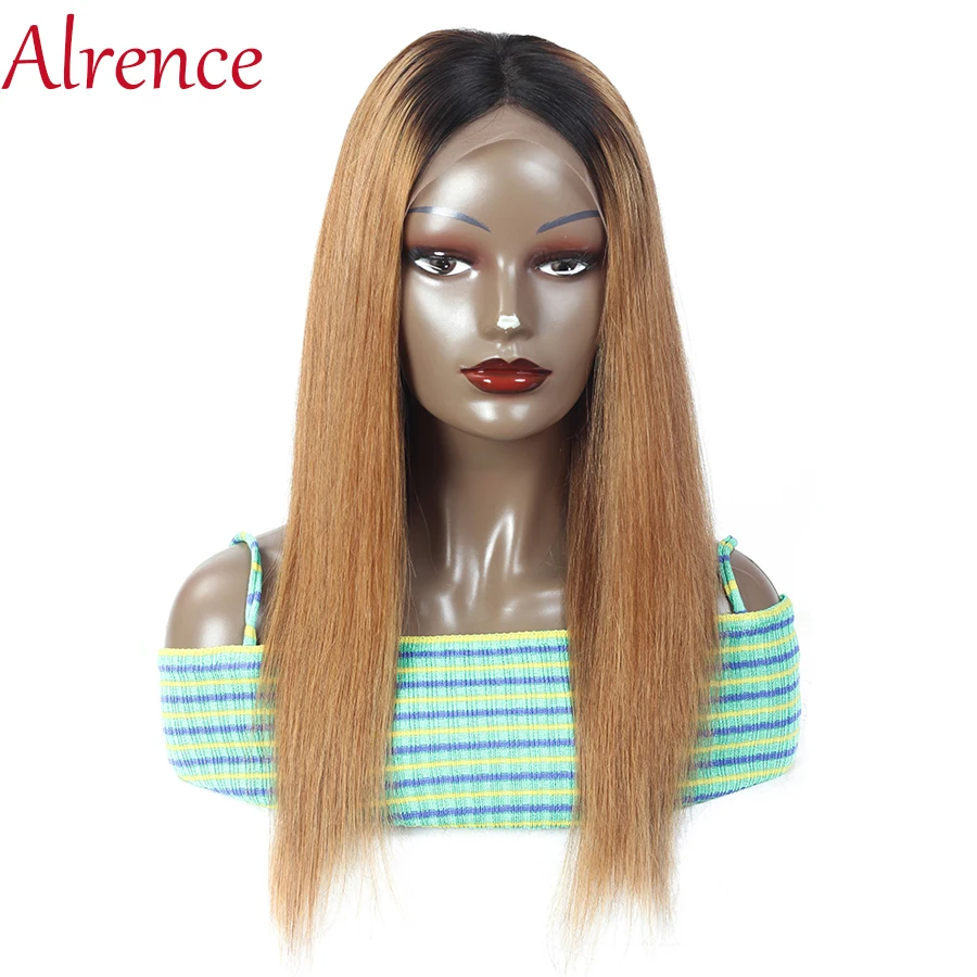 Омбре 1B 27 прямые человеческие волосы на кружеве длинные Wigs13 * 4 парик для женщин