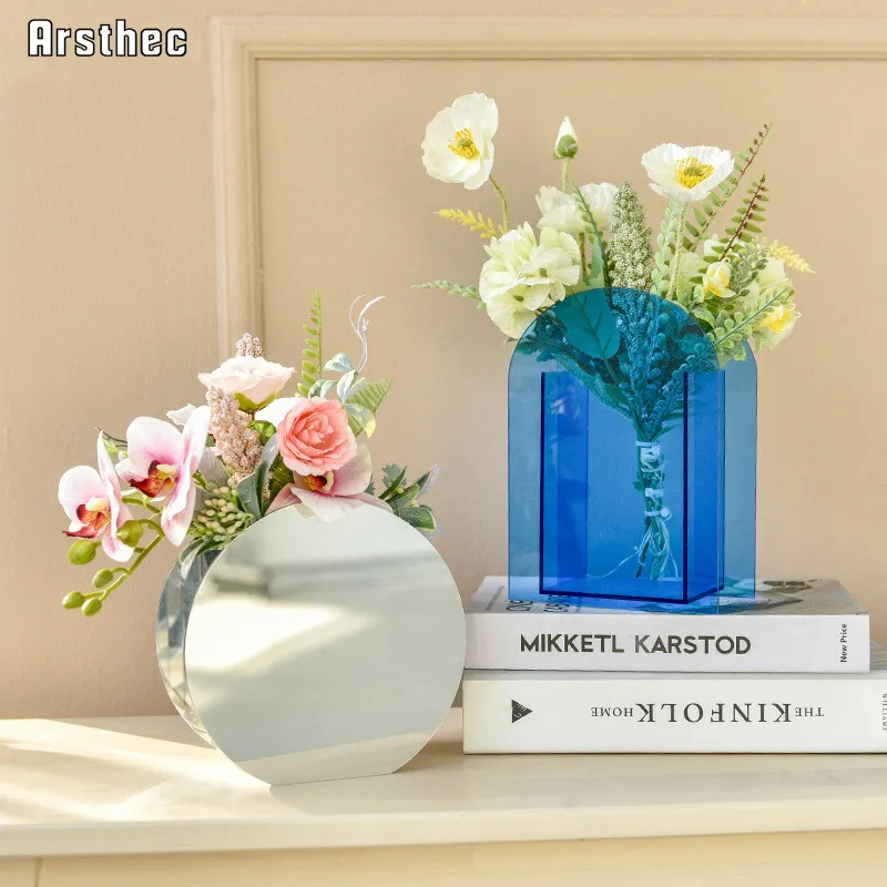 

Arsthec Ins Flower Vase Modern Creative Minimalist Home Decoration Accessories For Cosmetic Pen Holder Fish Tank Wedding Giift