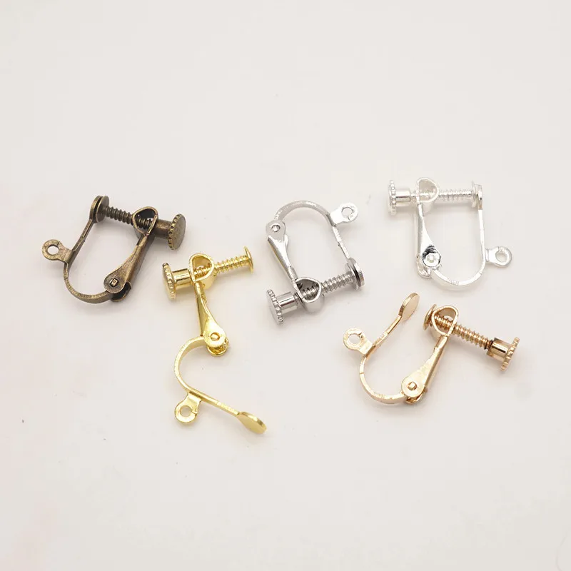 

20Pcs Brass Screw ear clip Non-Pierced Earring Converter with Loop Plastic Earring Pads Earrings Jewelry Findings Component