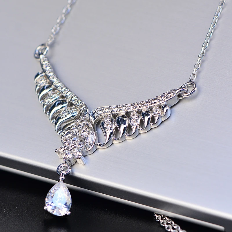 

Real Luxury925 Sterling Silver Water Drop Pear White Sapphire Gemstone Engagement Wedding Party Pendant Neckalce Wholesale