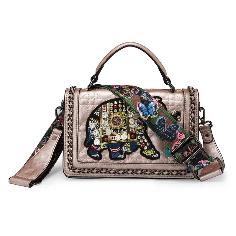 Вышитая слоном Высококачественная Новинка 2020 маленькая квадратная сумка на одно