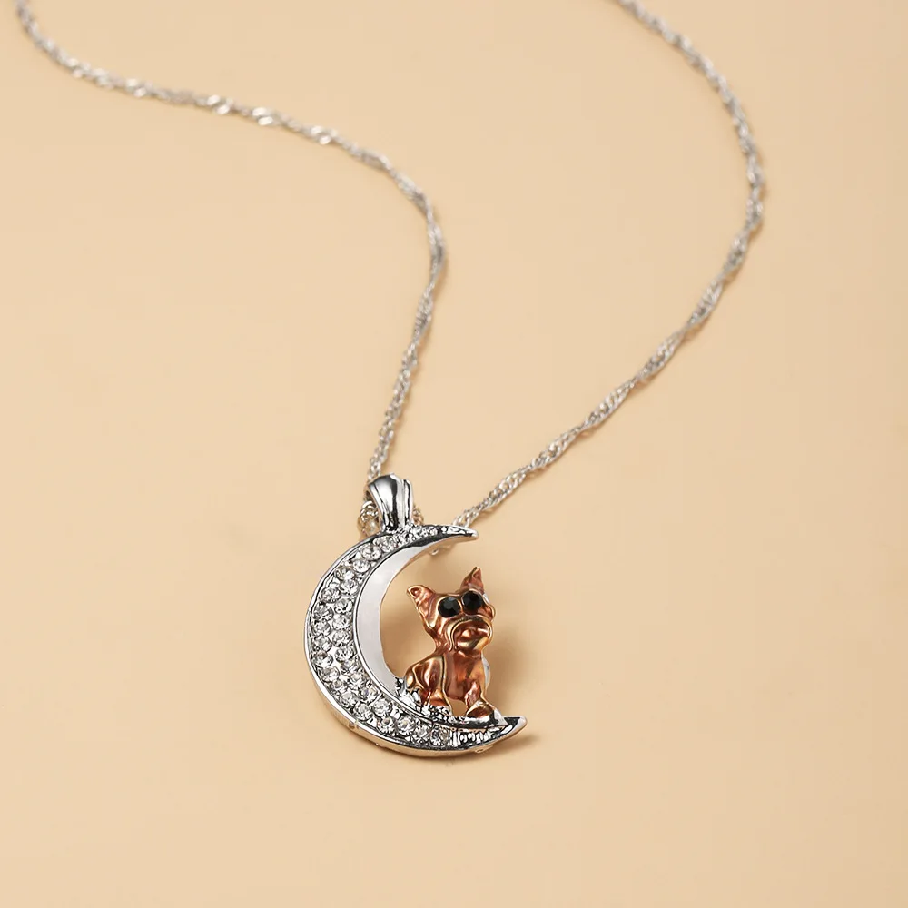 

Exquisite Romantic Temperament Moon Puppy Moving Lady Necklace Pendant Engagement Wedding Banquet Jewelry Accessories Gift