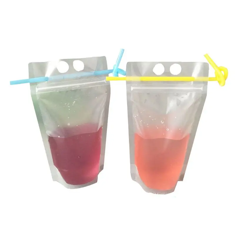 

50pcs Clear Drink Pouches Bags Smoothie Bags Reclosable Zipper Heavy Duty Hand-