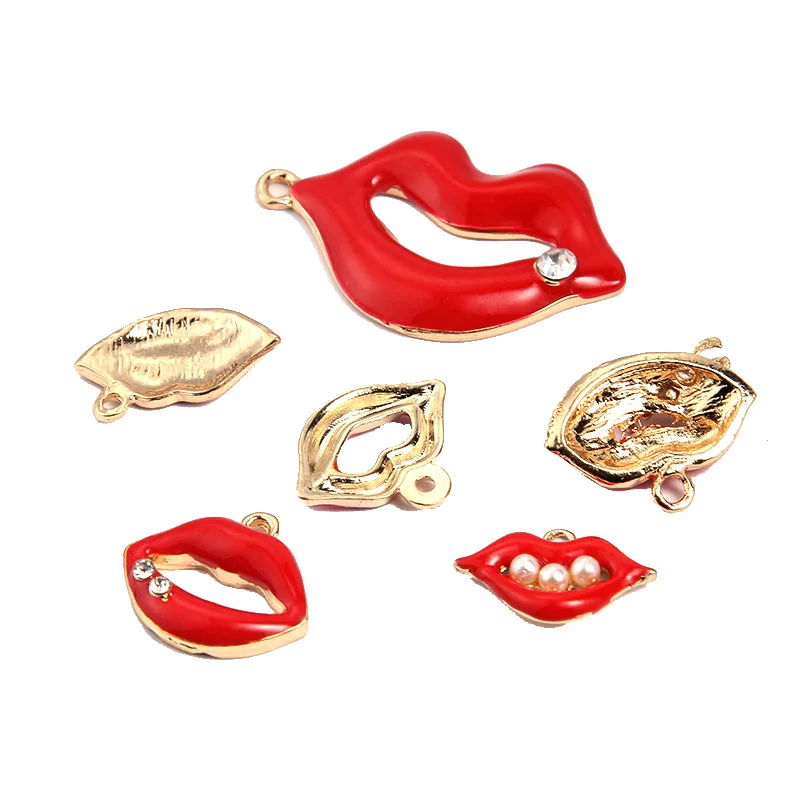 10 шт. сексуальные красные губы в форме рта из цинкового сплава аксессуары для